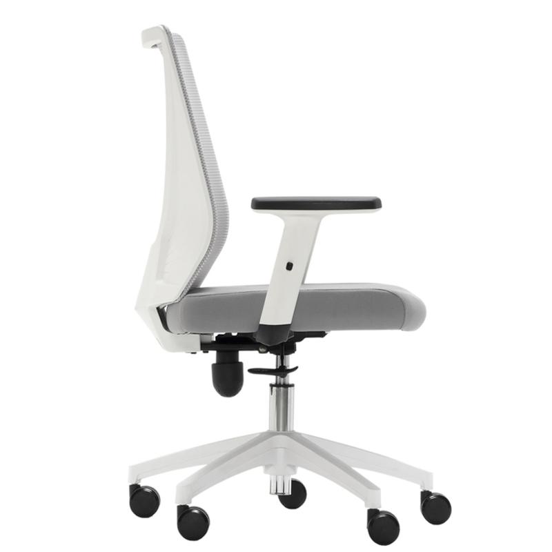 OfiElche-Sillas operativas-SILLA TIRANA BLANCO RESPALDO MALLA CON BRAZOS REGULABLES