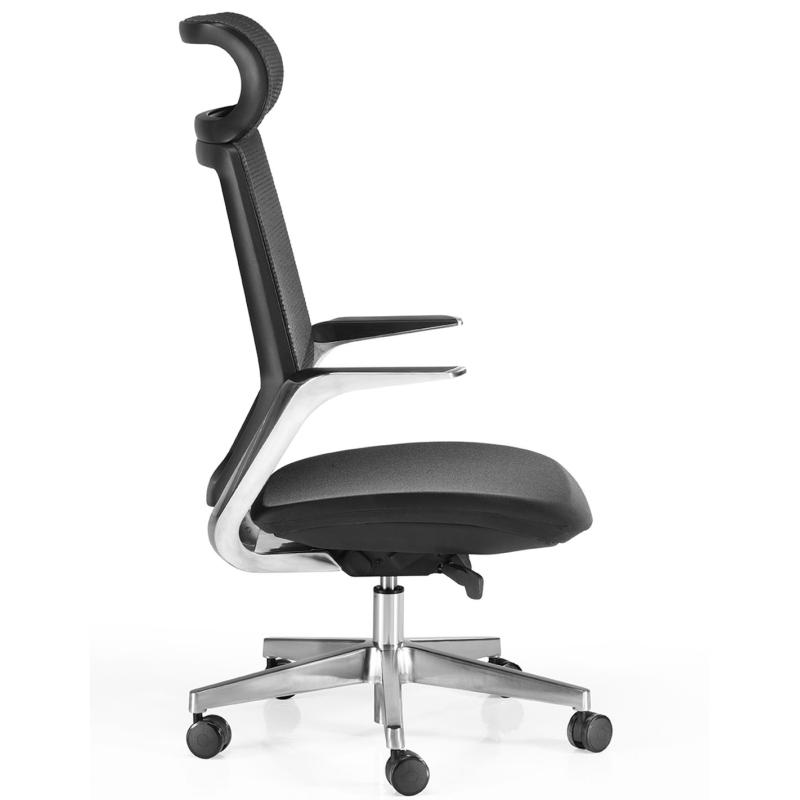 OfiElche-Sillones de direccion-SILLON TOKIO CROMADO CON BRAZOS FIJOS Y CABEZAL