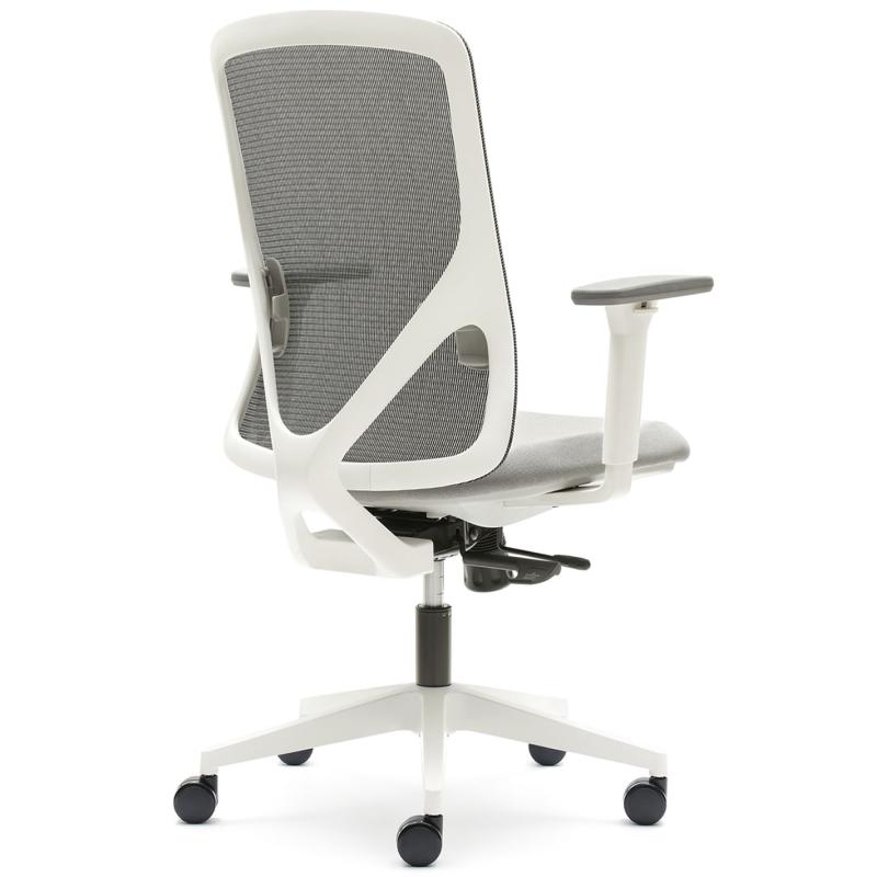 OfiElche-Sillas operativas-SILLA LYON BLANCA CON BRAZOS REG. SOPORTE LUMBAR BIZONA