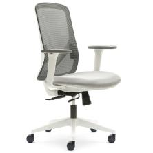 OfiElche-Sillas operativas-SILLA LYON BLANCA CON BRAZOS REG. SOPORTE LUMBAR BIZONA