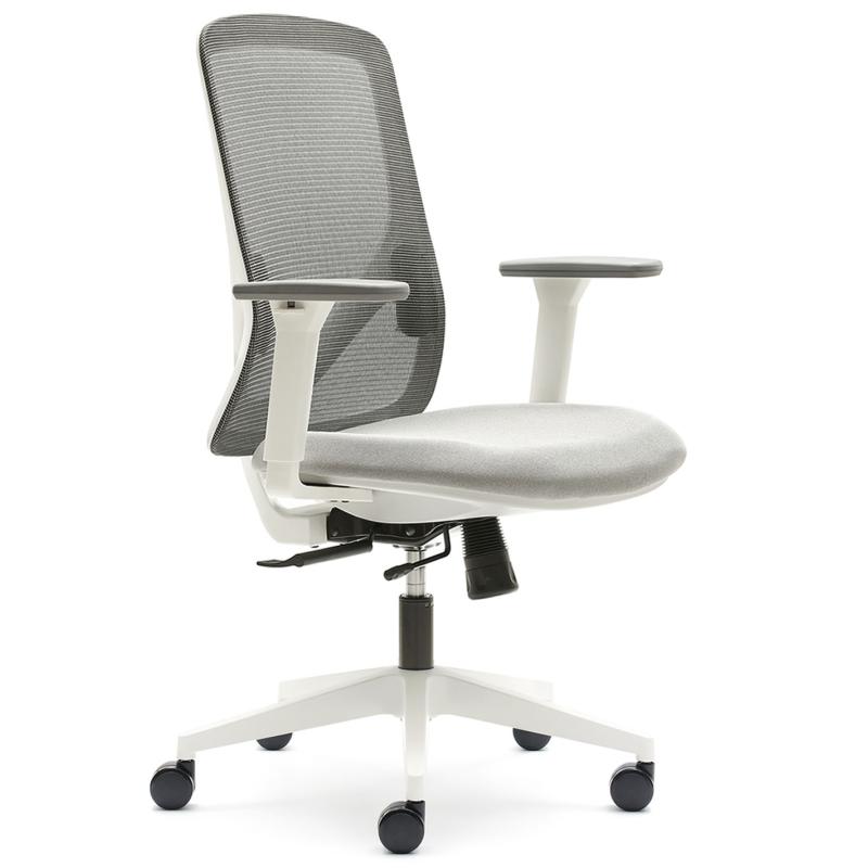 OfiElche-Sillas operativas-SILLA LYON BLANCA CON BRAZOS REG. SOPORTE LUMBAR BIZONA