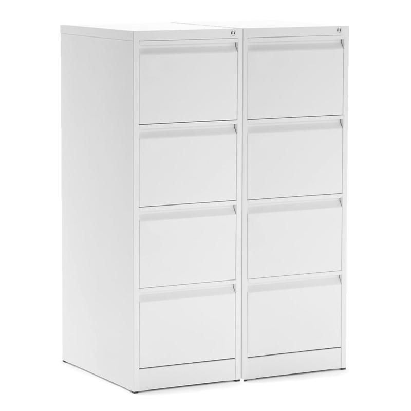 OfiElche-ARMARIOS Y ARCHIVADORES-ARCHIVADOR METALICO 4 CAJONES DENVER BLANCO